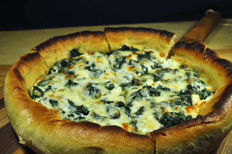 Deep Dish Spinach and Ricotta Pizza
